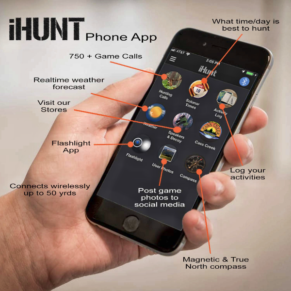 Waterproof Anti-Slip 10 Hrs Play Up to 750 Calls iHunt Long Distance Bluetooth Game Call Speaker 150 Yard Line of Sight Connection 50 Species 